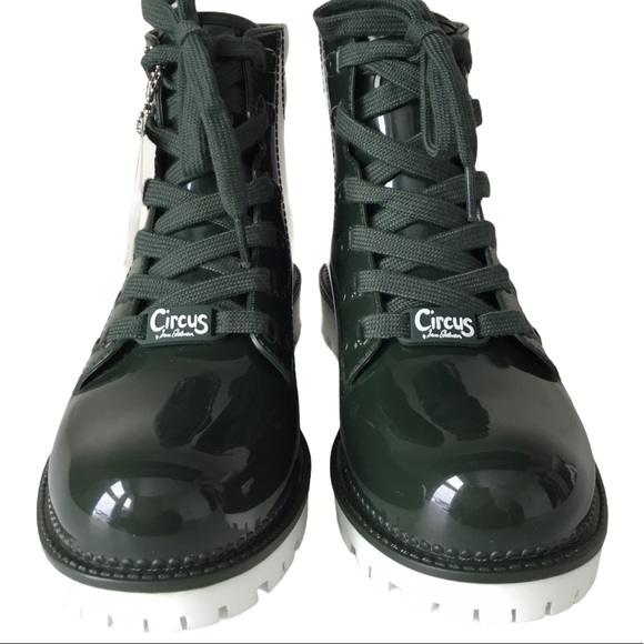 Circus Green Water Proof Combat Ankle Booties Sz 7 - Picture 6 of 12